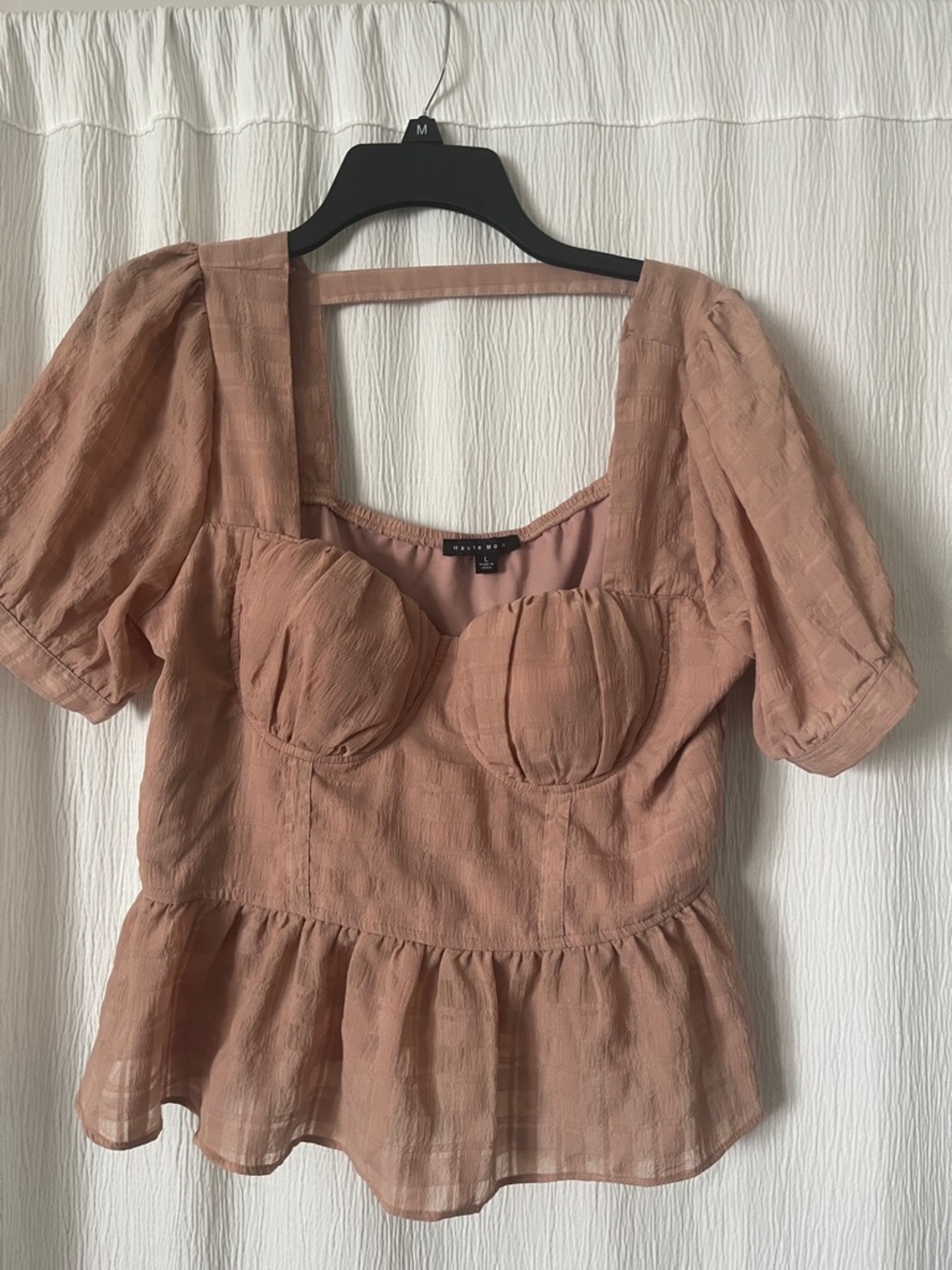 Haute Monde Dusty Mauve Peplum Square-Neck Blouse